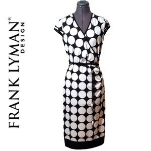Frank Lyman Design Black and White Polka Dot Midi Dress